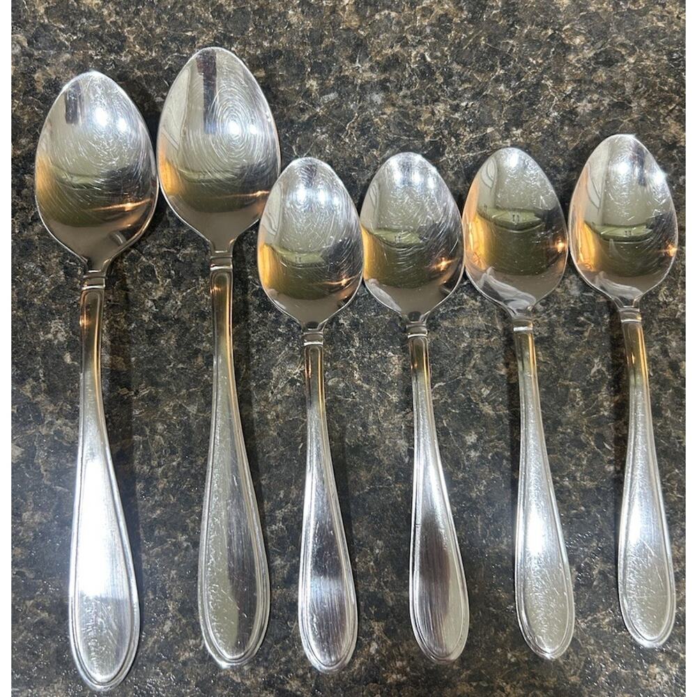 Cambridge CHERISH Pattern Set Of 6 18/8 Stainless 2 Dinner Spoons & 4 Teaspoons